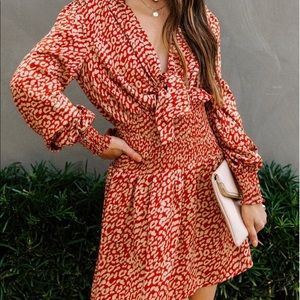Red Cheetah Print Dress with Front Tie